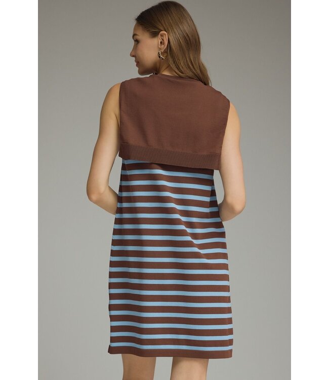 Merrah Chocolate Striped Dress