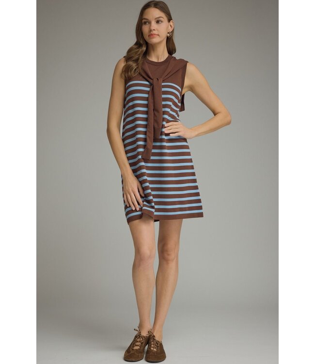 Merrah Chocolate Striped Dress
