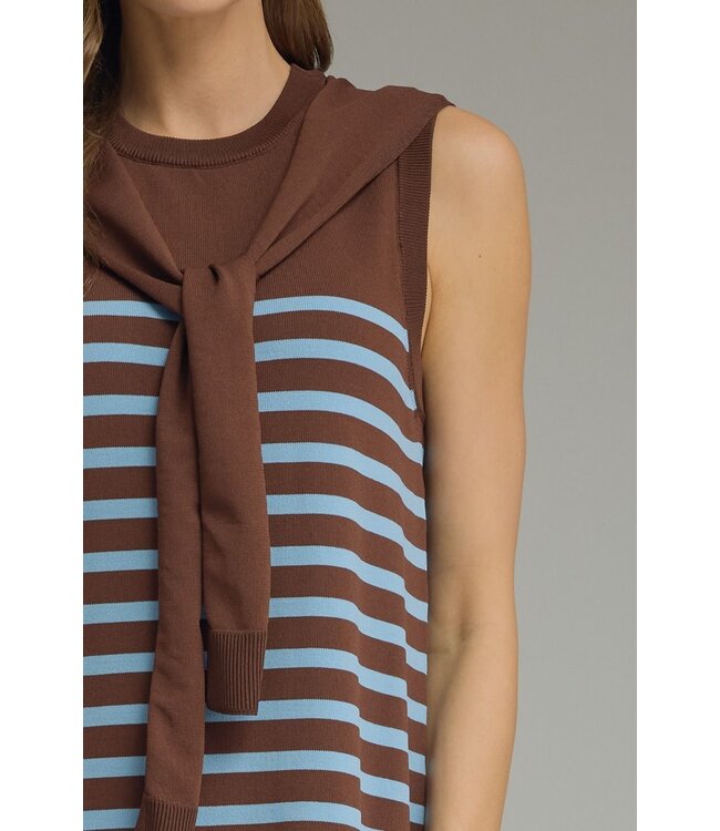 Merrah Chocolate Striped Dress