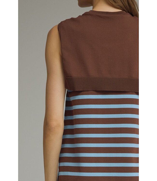 Merrah Chocolate Striped Dress