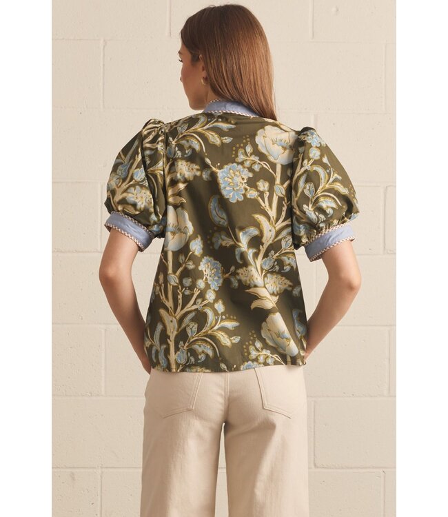 Lori Olive Floral Top