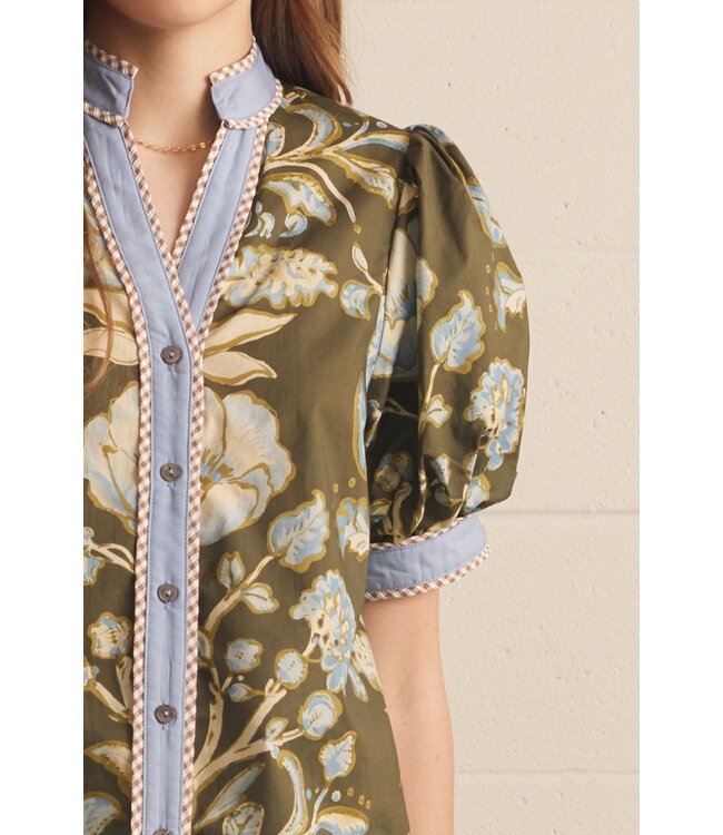 Lori Olive Floral Top