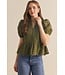 Connor Olive Eyelet Top