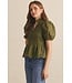 Connor Olive Eyelet Top