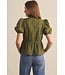 Connor Olive Eyelet Top