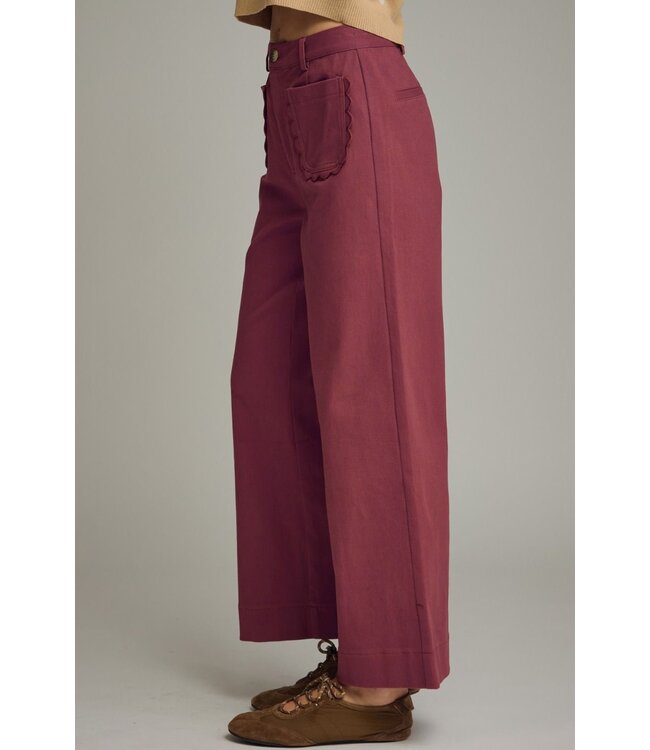 Jenny Burgundy Wide Leg Pants