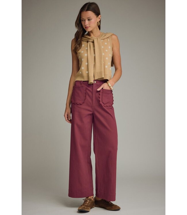 Jenny Burgundy Wide Leg Pants