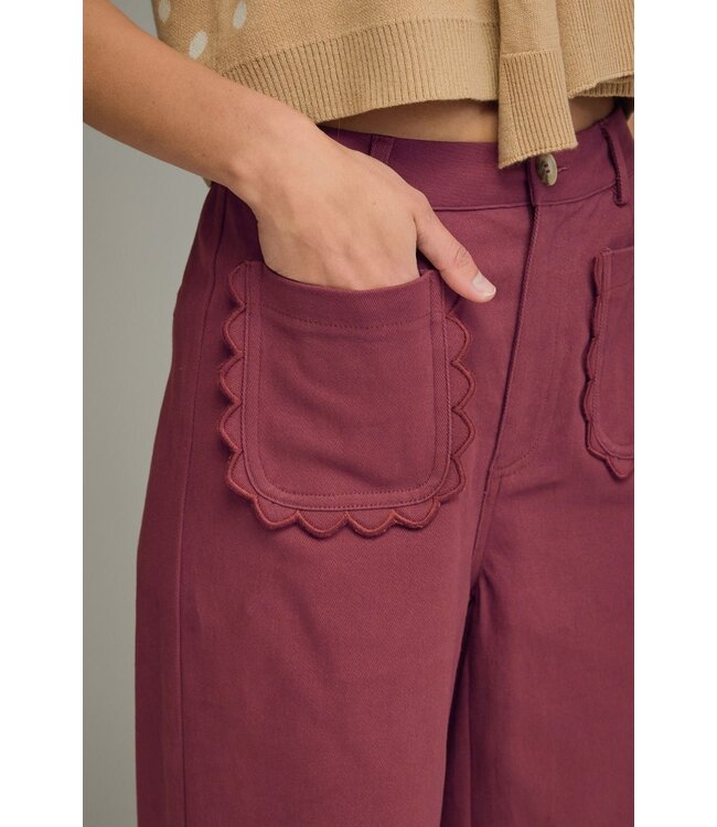 Jenny Burgundy Wide Leg Pants
