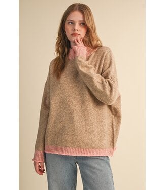 Merci Kelly Beige Pink Striped Sweater
