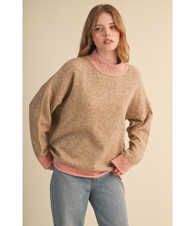 Kelly Beige Pink Striped Sweater
