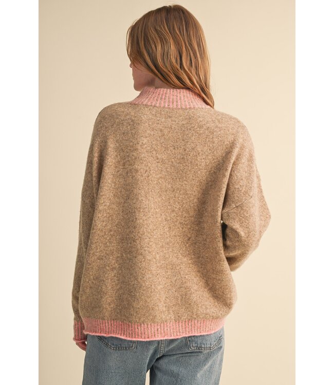 Kelly Beige Pink Striped Sweater