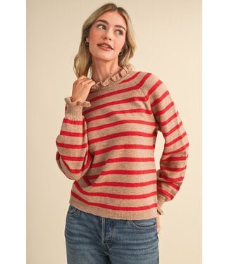 Merci Michelle Desert Red Striped Sweater