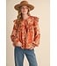 Sherry Rust Floral Patchwork Top