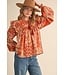 Sherry Rust Floral Patchwork Top
