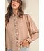 Amy Pecan Striped Ruffled Top