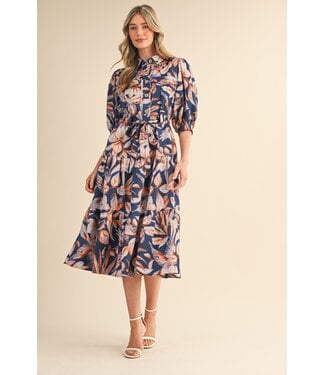 Merci Deb Navy Tiered Midi Dress