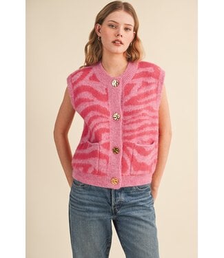 Merci Paige Pink Tiger Stripe Sweater Vest
