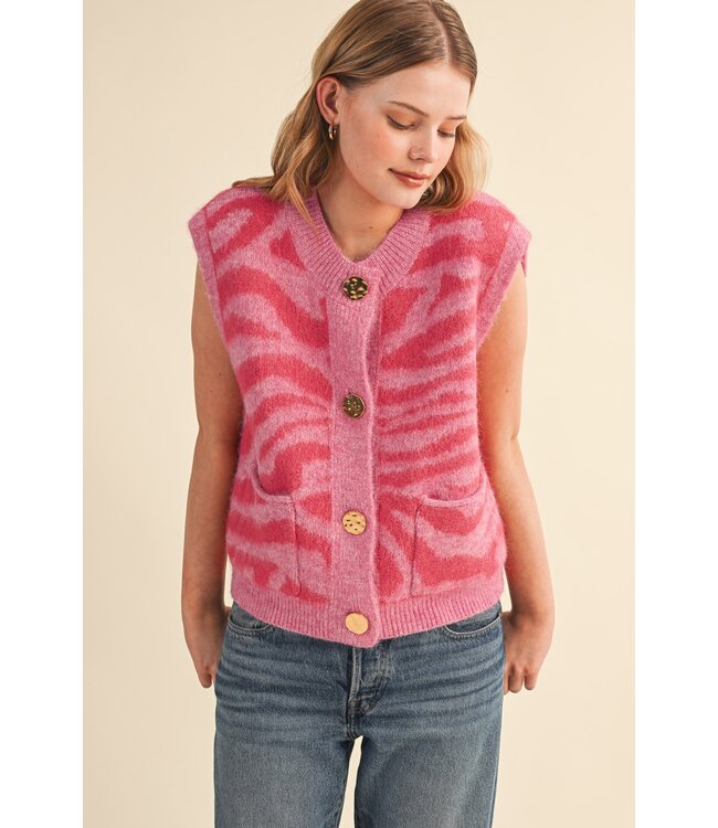 Paige Pink Tiger Stripe Sweater Vest