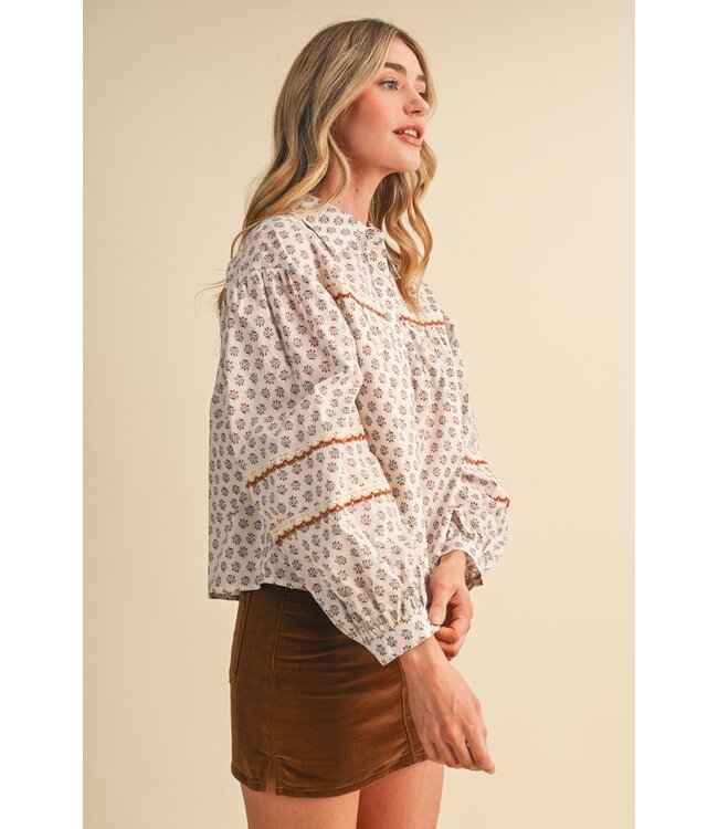 Connie Cream Floral Top