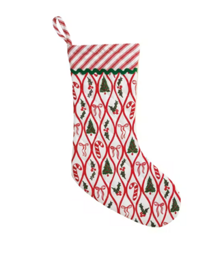 Red Bow Block Print Quilted Stocking