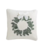 Wreath Crewel Embroidered White Pillow