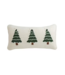 Christmas Trees Crewel Embroidered White Pillow