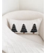 Christmas Trees Crewel Embroidered White Pillow