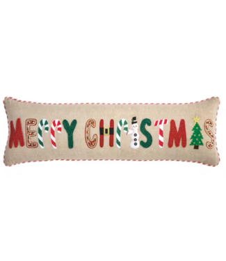 Merry Christmas Beige Pillow