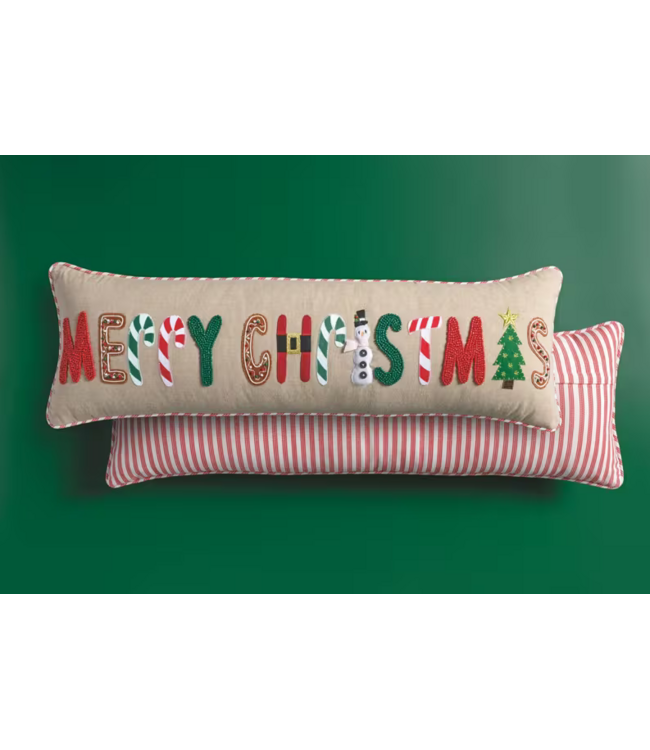 Merry Christmas Beige Pillow