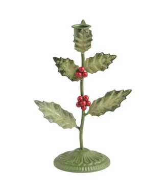 Holly Metal Large Candlestick