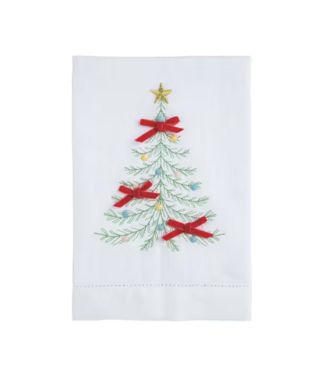 Tree Velvet Bow Embroidered Tea Towel