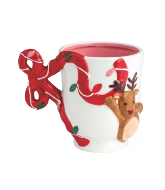 Reindeer Bow Handle Christmas Mug