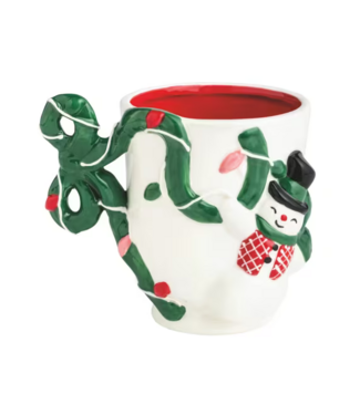 Snowman Bow Handle Christmas Mug