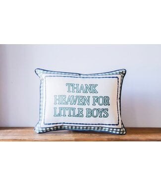 Thank Heaven For Little Boys Gingham Pillow