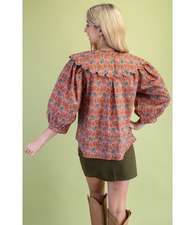 Toni Terracotta Floral Top
