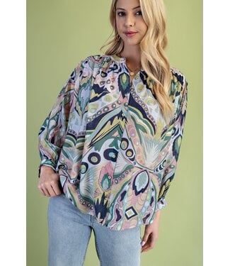 Gigio Ansley Navy Printed Top
