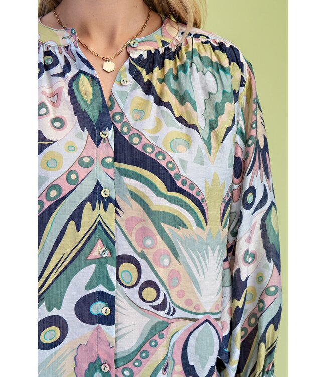 Ansley Navy Printed Top