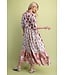 Sarah Pink Mixed Print Midi Dress