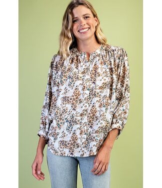 Gigio Karen Khaki Leopard Top
