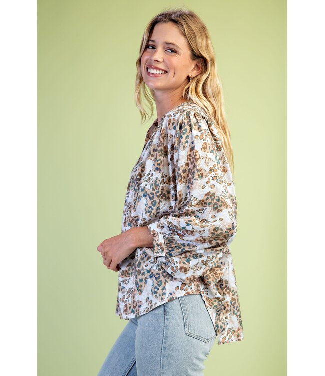 Karen Khaki Leopard Top