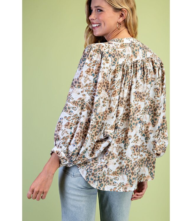Karen Khaki Leopard Top