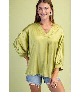 Gigio Lexi Apple Green Satin Top