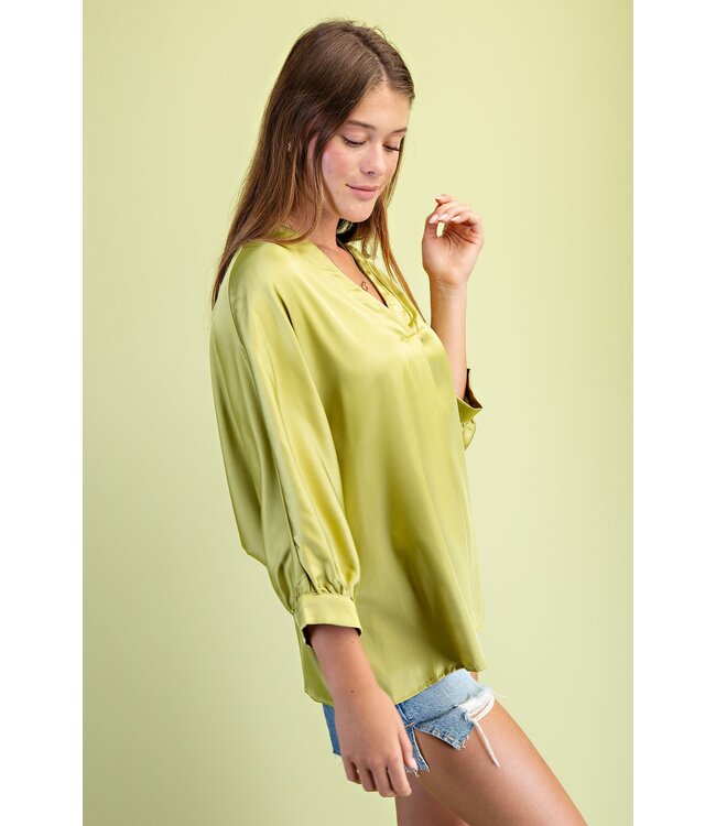 Lexi Apple Green Satin Top
