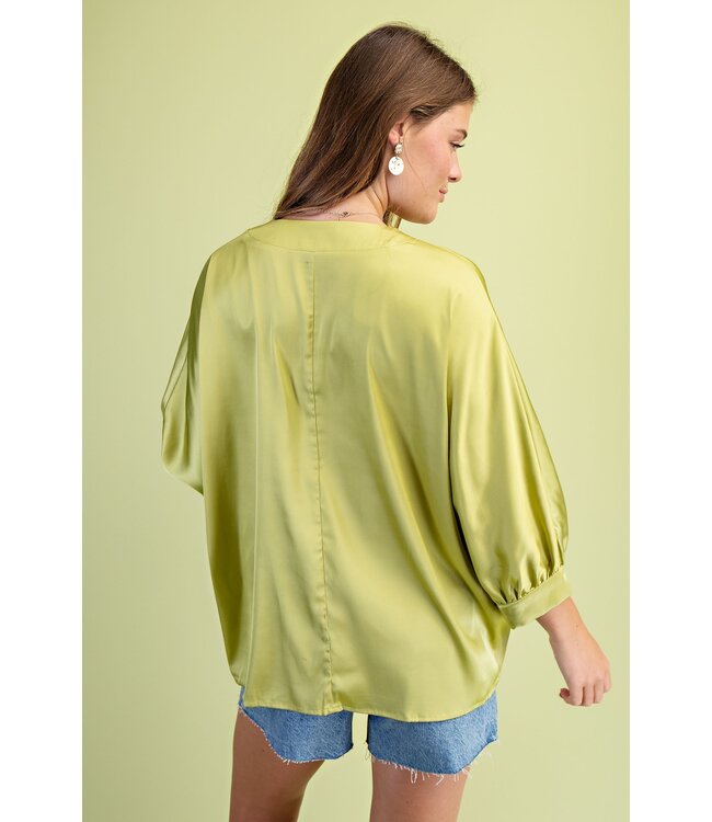 Lexi Apple Green Satin Top