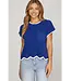 Jeannie Royal Blue Scallop Sweater Top