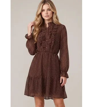 SHE + SKY Beth Brown Polka Dot Dress