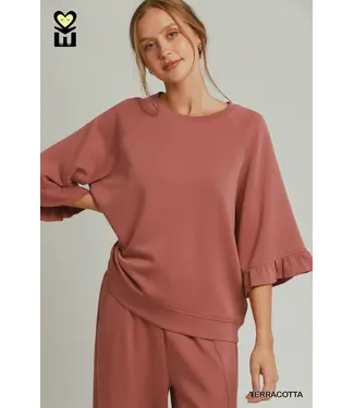 Molly Terracotta Raglan Sleeve Top