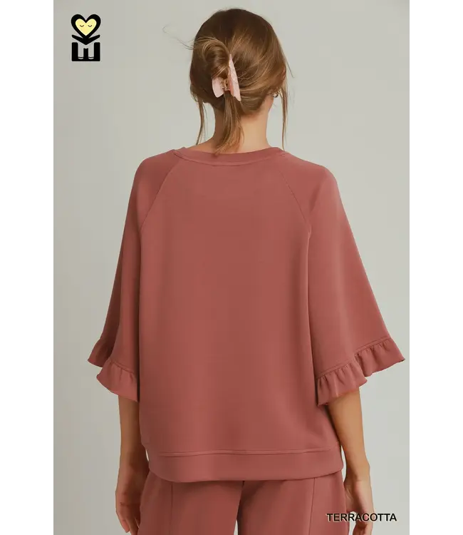 Molly Terracotta Raglan Sleeve Top