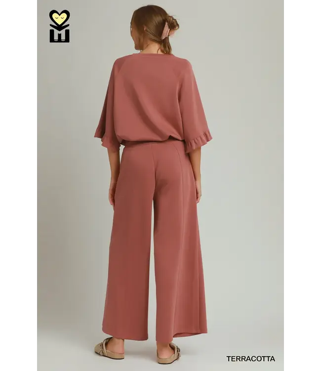 Jen Terracotta Wide Leg Pants