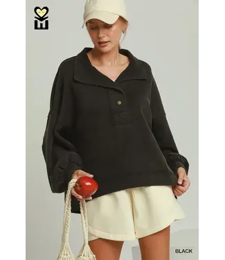 Debra Black Mineral Washed Oversized Pullover Top